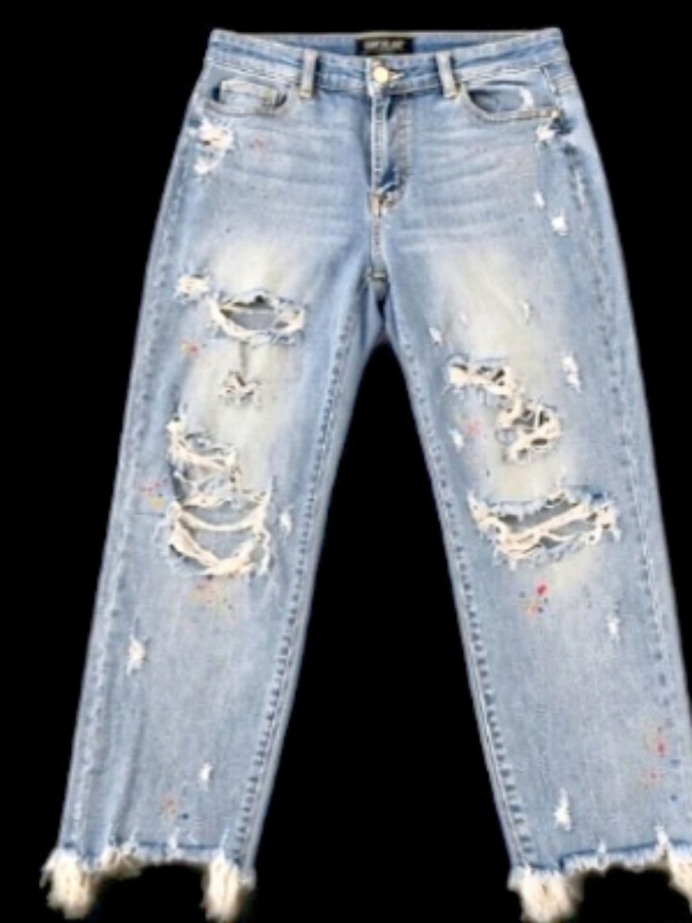 Judy Blue Paint Splatter Distressed Boyfriend Jeans 16W